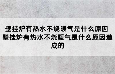 壁挂炉有热水不烧暖气是什么原因 壁挂炉有热水不烧暖气是什么原因造成的